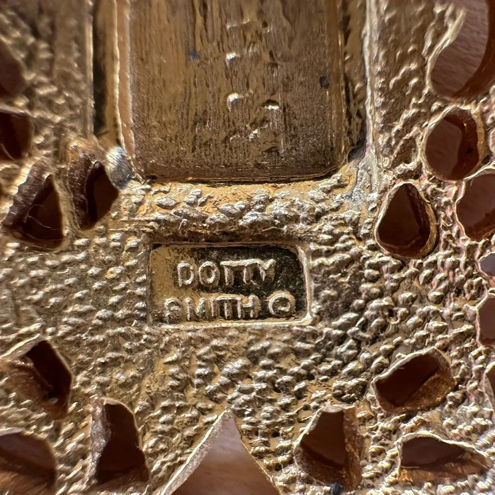 VTG Dotty Smith‎ Belt Buckle 5 Inch Ornate Gold Plated Open Interlocking 2 Piece
